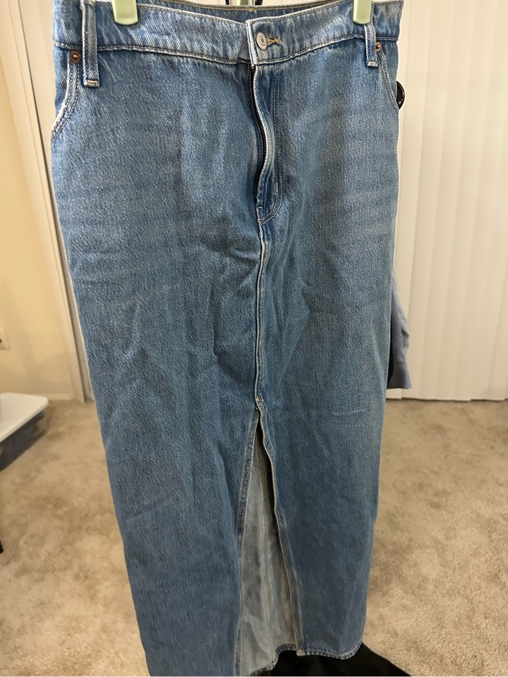 Old Navy Light Blue Denim Maxi Skirt with Front Slit
